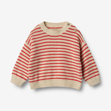 Wheat Main Knit Pullover Leise Knitted Tops 2078 red stripe