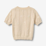 Wheat Main Strikket topp S/S Malvina Top 9731 sandshell white flowers