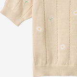 Wheat Main Strikket topp S/S Malvina Top 9731 sandshell white flowers