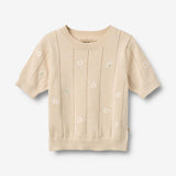 Wheat Main Strikket topp S/S Malvina Top 9731 sandshell white flowers
