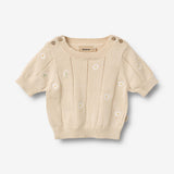 Wheat Main Knit Top S/S Malvina Top 9731 sandshell white flowers