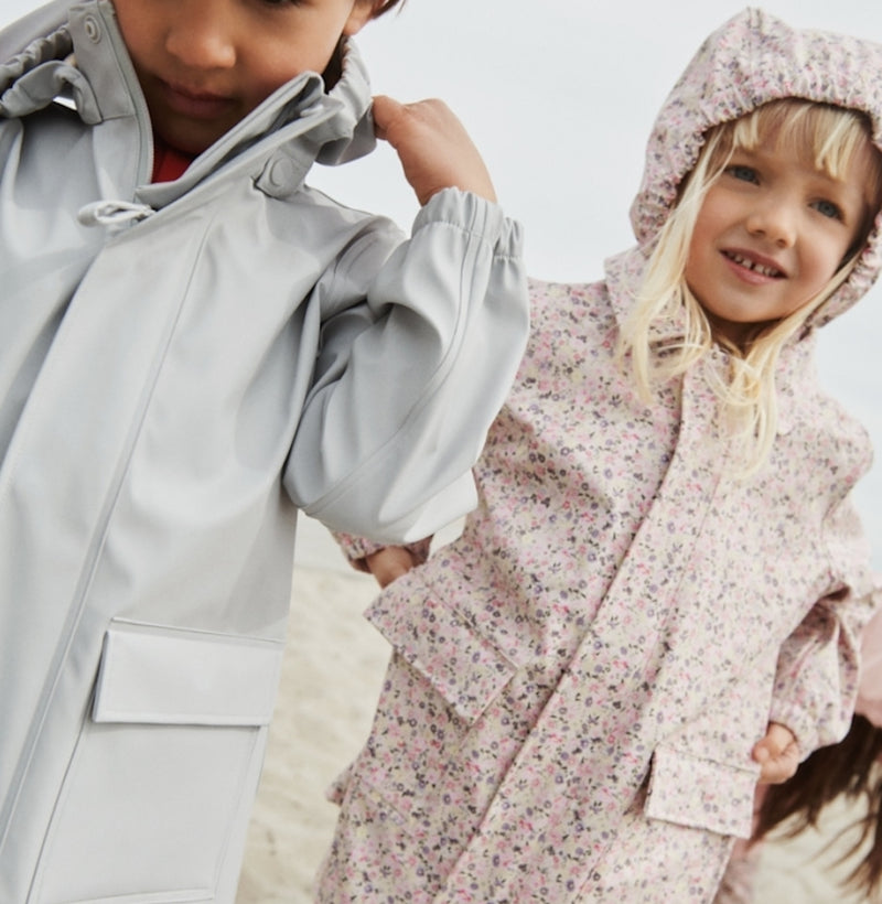 Wheat Outerwear  Lang Regnjakke Finely Rainwear 9014 clam multi flowers