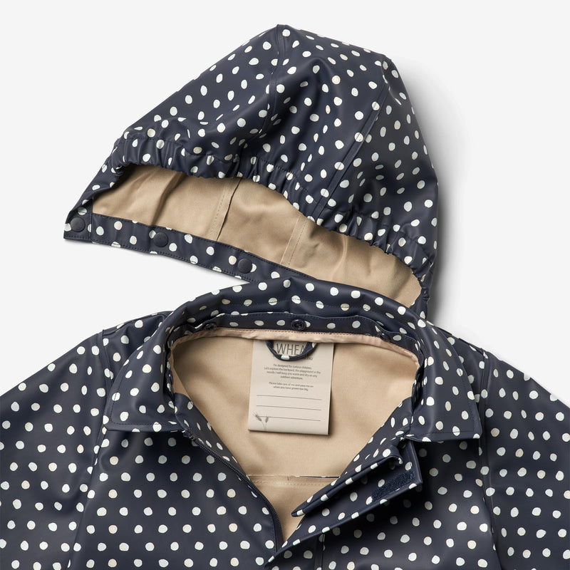Wheat Outerwear  Lang Regnjakke Finely Rainwear 1071 ink dots