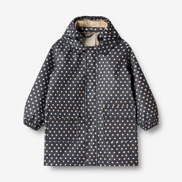 Wheat Outerwear  Lang Regnjakke Finely Rainwear 1071 ink dots