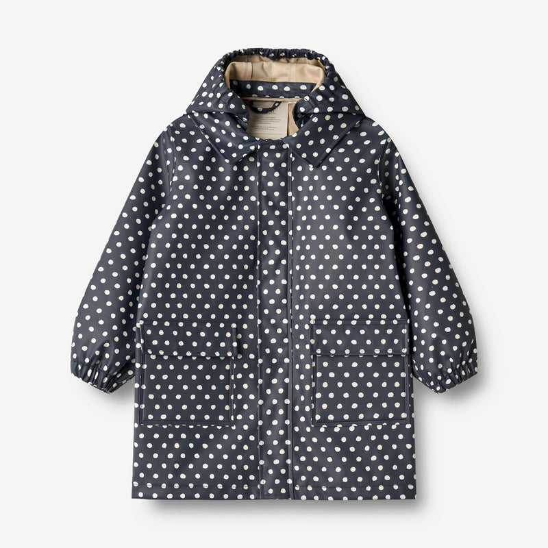 Wheat Outerwear  Lang Regnjakke Finely Rainwear 1071 ink dots
