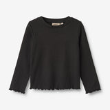 Wheat Main Langærmet Rib T-shirt Else Jersey Tops and T-Shirts 0021 black