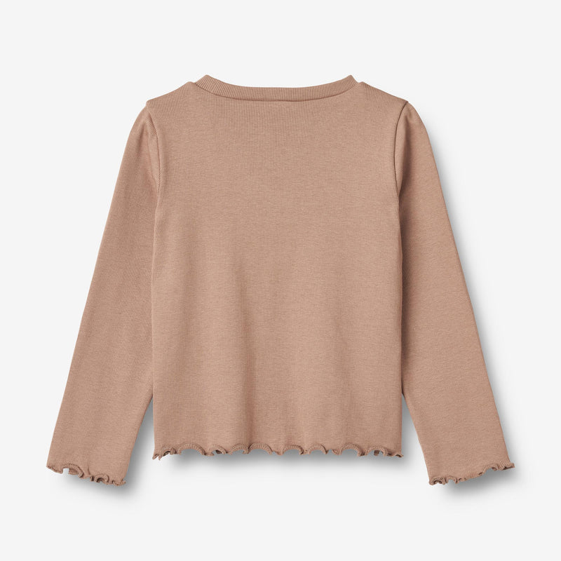 Wheat Main Langærmet Rib T-shirt Else Jersey Tops and T-Shirts 1164 nougat rose