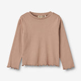 Wheat Main Langærmet Rib T-shirt Else Jersey Tops and T-Shirts 1164 nougat rose