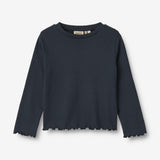 Wheat Main Langærmet Rib T-shirt Else Jersey Tops and T-Shirts 1432 navy