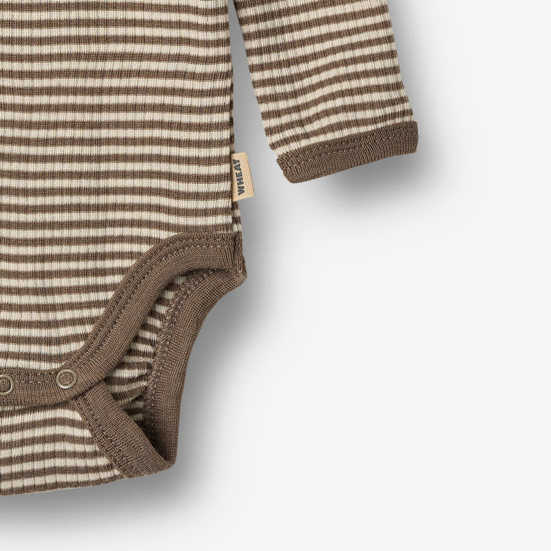 Wheat Wool Langærmet Uld Body Underwear/Bodies 9578 wood stripe