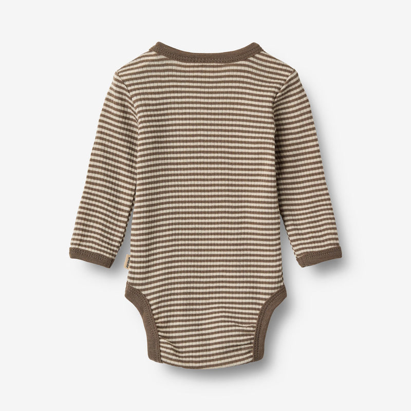 Wheat Wool Langærmet Uld Body Underwear/Bodies 9578 wood stripe
