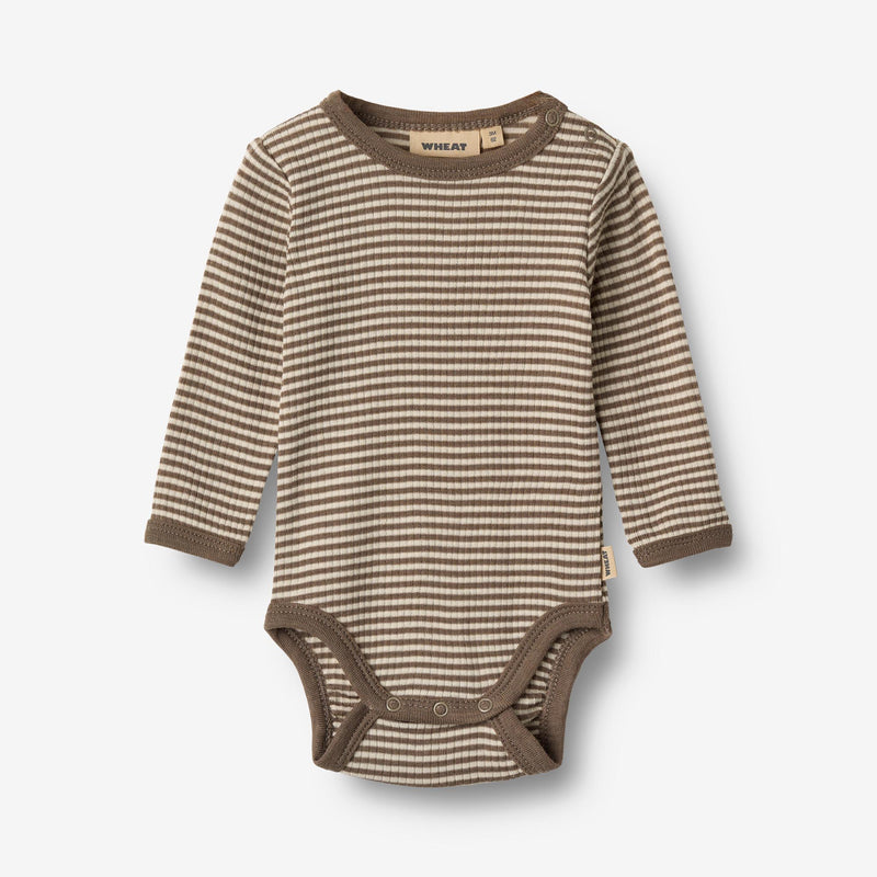 Wheat Wool Langærmet Uld Body Underwear/Bodies 9578 wood stripe