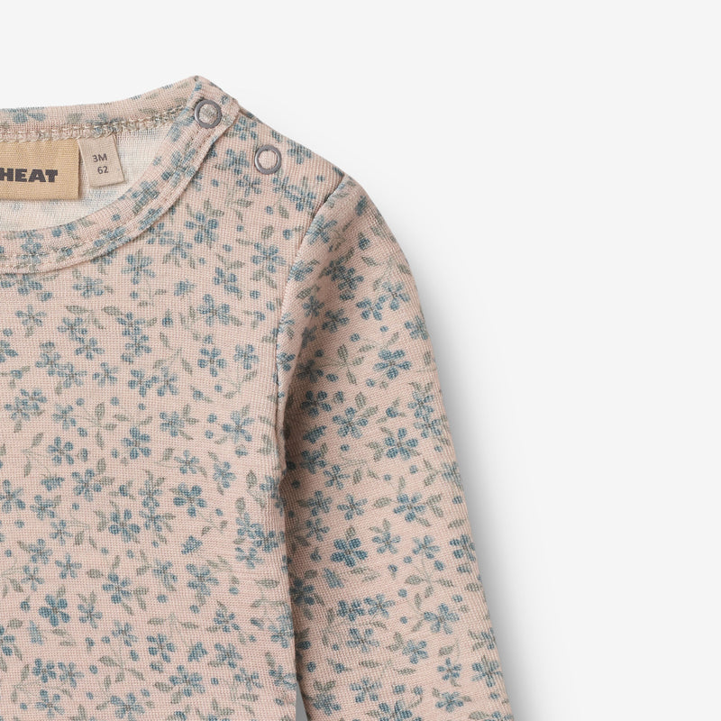 Wheat Wool Langærmet Uld Body Lucca Underwear/Bodies 1481 blue flowers