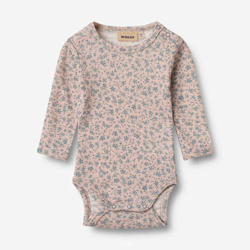 Wheat Wool Langærmet Uld Body Lucca Underwear/Bodies 1481 blue flowers