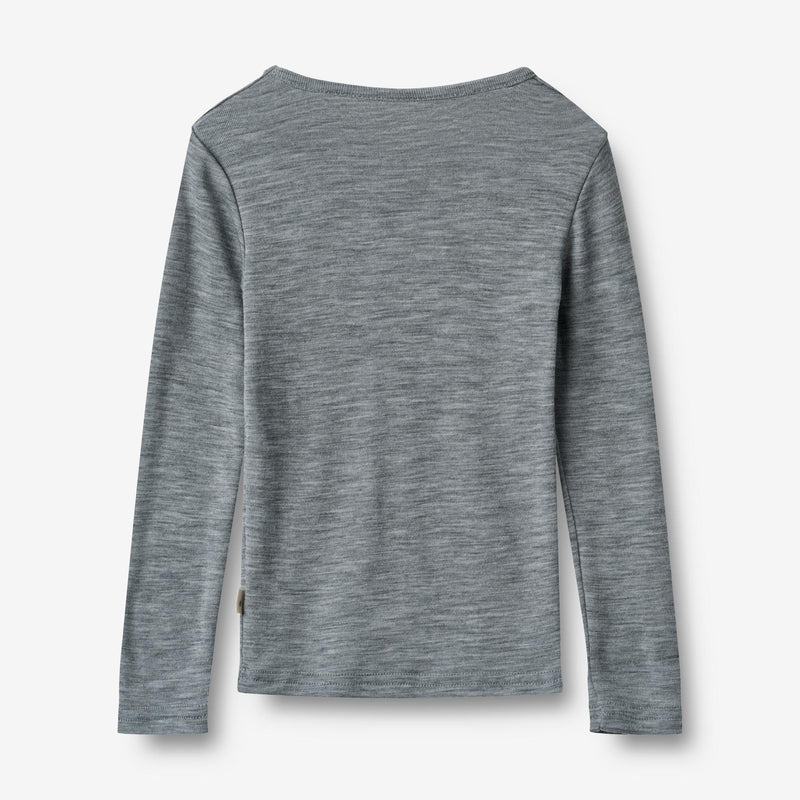 Wheat Wool Langærmet Ull T-shirt Alfie Jersey Tops and T-Shirts 0224 melange grey