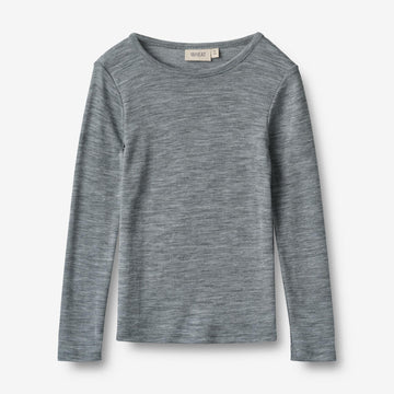 Wheat Wool Langærmet Ull T-shirt Alfie T-Shirt 0224 melange grey