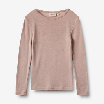 Wheat Wool Langærmet Ull T-shirt Alfie T-Shirt 1135 dry rose