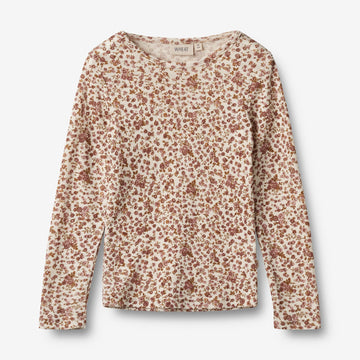 Wheat Wool Langærmet Ull T-shirt Alfie T-Shirt 2475 rose flowers