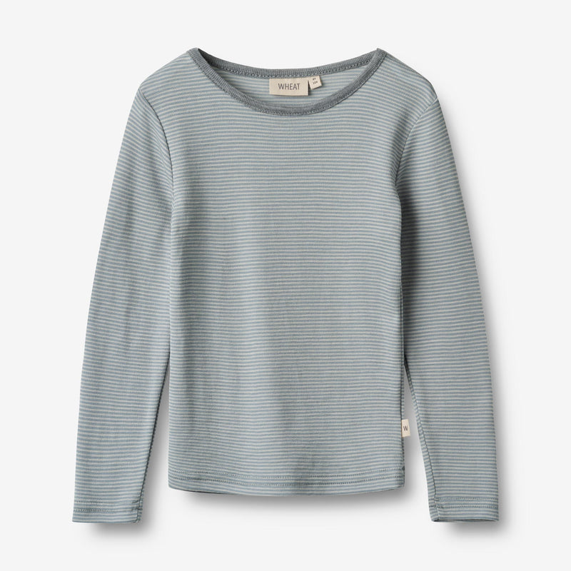 Wheat Wool Langærmet Ull T-shirt Alfie Jersey Tops and T-Shirts 1522 cloudy sky stripe