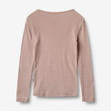 Wheat SMU Langærmet Ull T-shirt Alfie T-Shirt 1135 dry rose