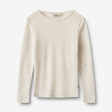 Wheat SMU Langærmet Ull T-shirt Alfie T-Shirt 1141 eggshell melange