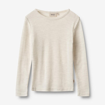 Wheat SMU Langærmet Ull T-shirt Alfie T-Shirt 1141 eggshell melange