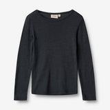 Wheat SMU Langærmet Ull T-shirt Alfie T-Shirt 1432 navy