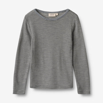 Wheat SMU Langærmet Ull T-shirt Alfie T-Shirt 1433 navy stripe