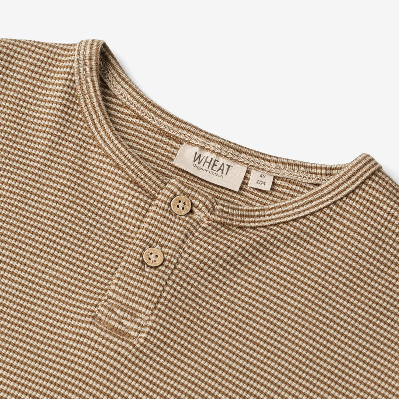 Wheat Main  Langermet T-Skjorte Morris Jersey Tops and T-Shirts 3238 beige rib stripe