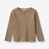 Wheat Main  Langermet T-Skjorte Morris Jersey Tops and T-Shirts 3238 beige rib stripe