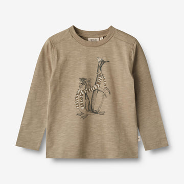 Wheat Main  Langermet T-skjorte Pingvin Venner Jersey Tops and T-Shirts 3239 beige stone