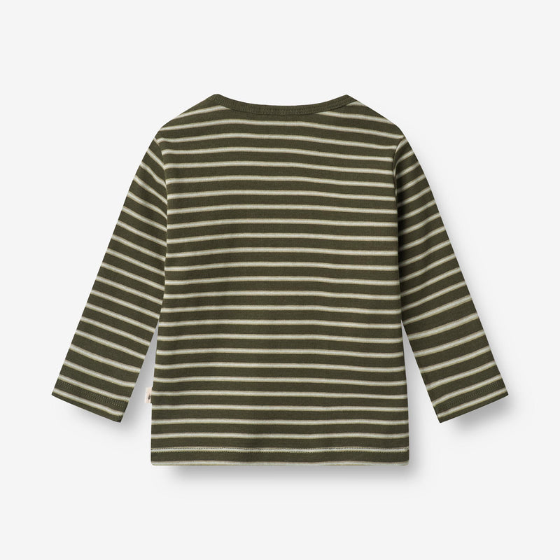 Wheat Main  Langermet T-skjorte Stig | Baby Jersey Tops and T-Shirts 4076 dark green stripe