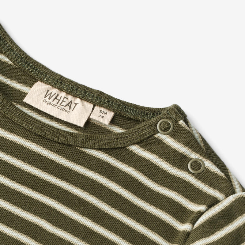 Wheat Main  Langermet T-skjorte Stig | Baby Jersey Tops and T-Shirts 4076 dark green stripe