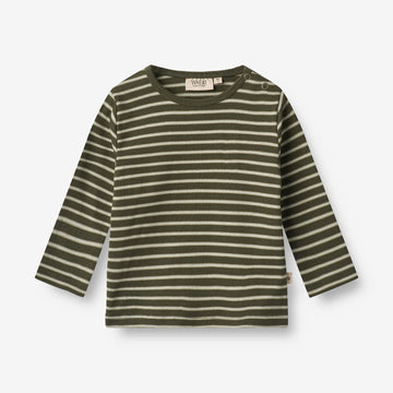 Wheat Main  Langermet T-skjorte Stig | Baby Jersey Tops and T-Shirts 4076 dark green stripe
