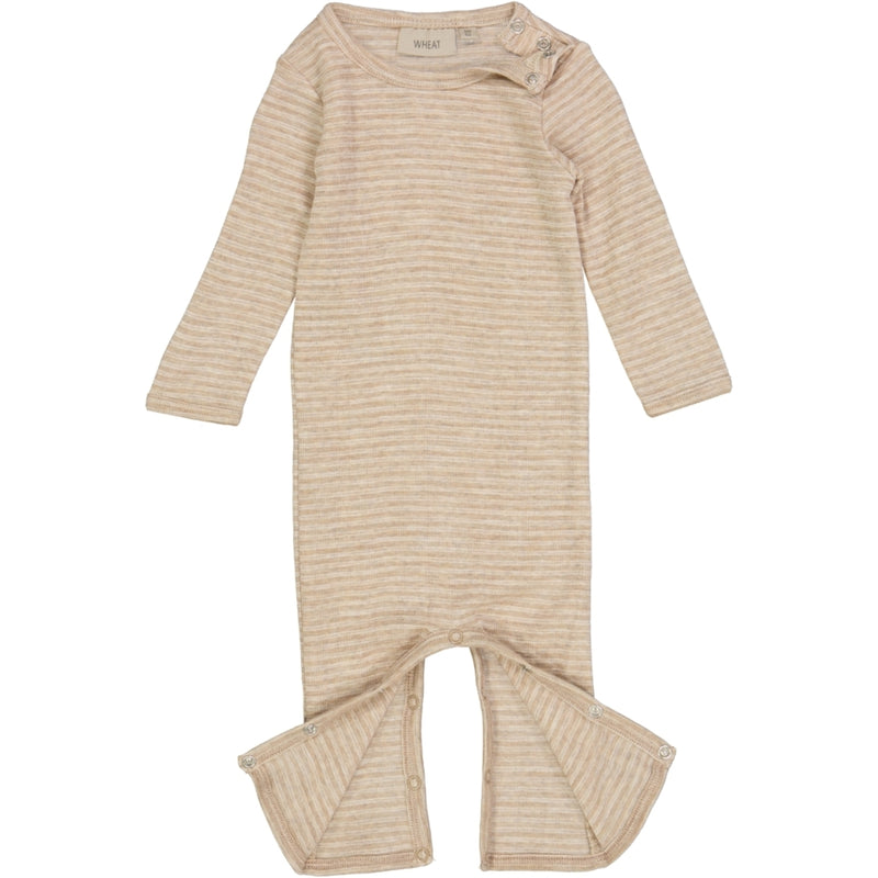 Wheat Wool Langermet Ull Heldress Jumpsuits 3206 khaki stripe