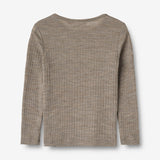 Wheat SMU Langermet Ull T-skjorte Alfie Jersey Tops and T-Shirts 3204 khaki melange