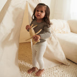 Wheat Wool Langermet Ull T-skjorte Alfie Jersey Tops and T-Shirts 3204 khaki melange