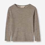 Wheat SMU Langermet Ull T-skjorte Alfie Jersey Tops and T-Shirts 3204 khaki melange