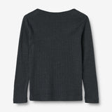 Wheat Wool Langermet Ull T-skjorte Alfie Jersey Tops and T-Shirts 1432 navy