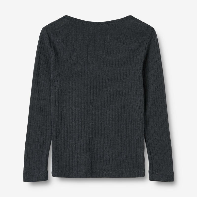 Wheat Wool Langermet Ull T-skjorte Alfie Jersey Tops and T-Shirts 1432 navy