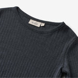 Wheat Wool Langermet Ull T-skjorte Alfie Jersey Tops and T-Shirts 1432 navy