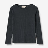 Wheat Wool Langermet Ull T-skjorte Alfie Jersey Tops and T-Shirts 1432 navy