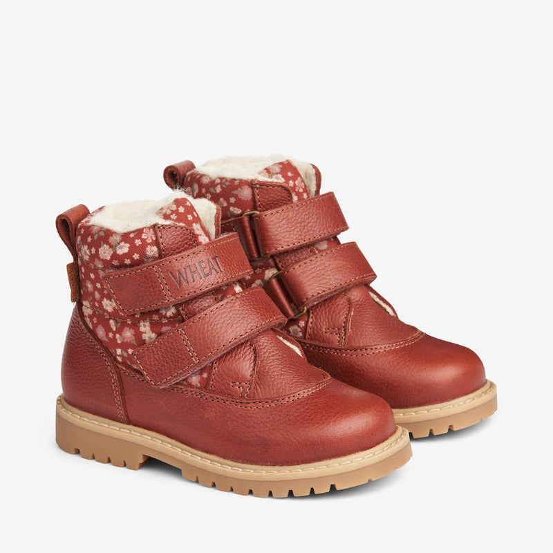 Wheat Footwear Moon Borrelås Tex Print Winter Footwear 2072 red