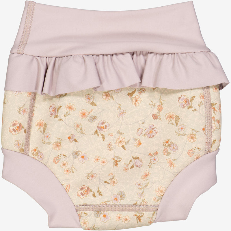 Wheat Main  Neopren Badebukser Volanger | Baby Swimwear 1492 purple poppy flowers