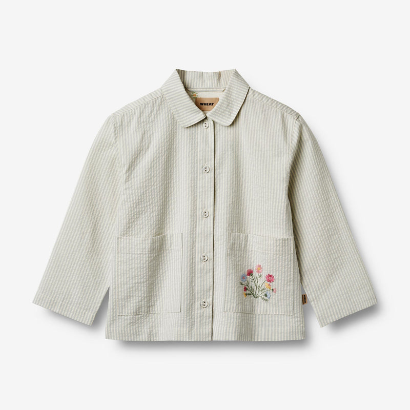 Wheat Main Overshirt Embroidery Ghita Shirts and Blouses 9444 summer blue stripe