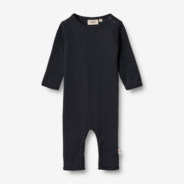 Wheat Wool  Plain Ull Jumpsuit | Baby Jumpsuits 1432 navy