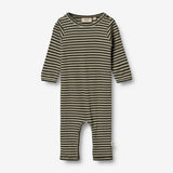 Wheat Wool Plain Ull Jumpsuit | Baby Jumpsuits 4142 green stripe