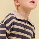Wheat Main Polo skjorte L/S Fred Blouse 1309 greyblue stripe