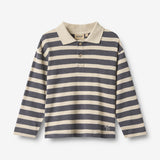 Wheat Main Polo skjorte L/S Fred Blouse 1309 greyblue stripe