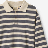 Wheat Main Polo skjorte L/S Fred Blouse 1309 greyblue stripe